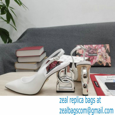 Dolce  &  Gabbana Heel 10.5cm Slingbacks White with DG Heel 2022